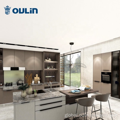 Frosted Glass Kitchen Cabinets Brown high-end kitchen customized for sale kitchen cabinets Factory